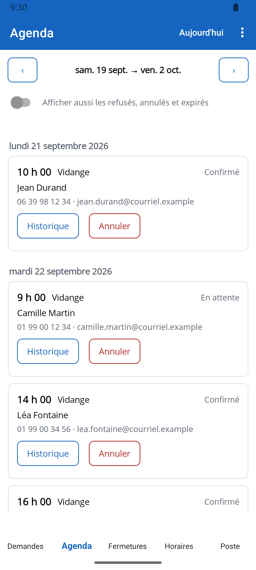 L'agenda dans la poche