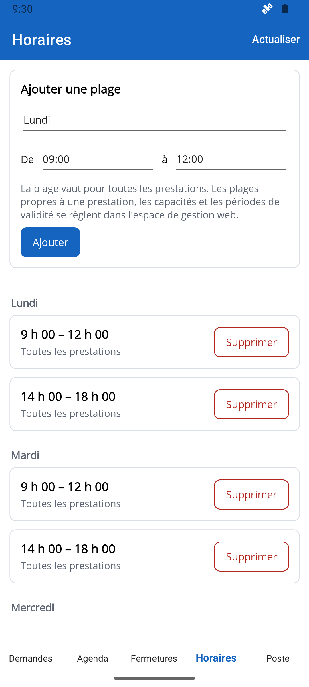 Modifier ses horaires où que l'on soit